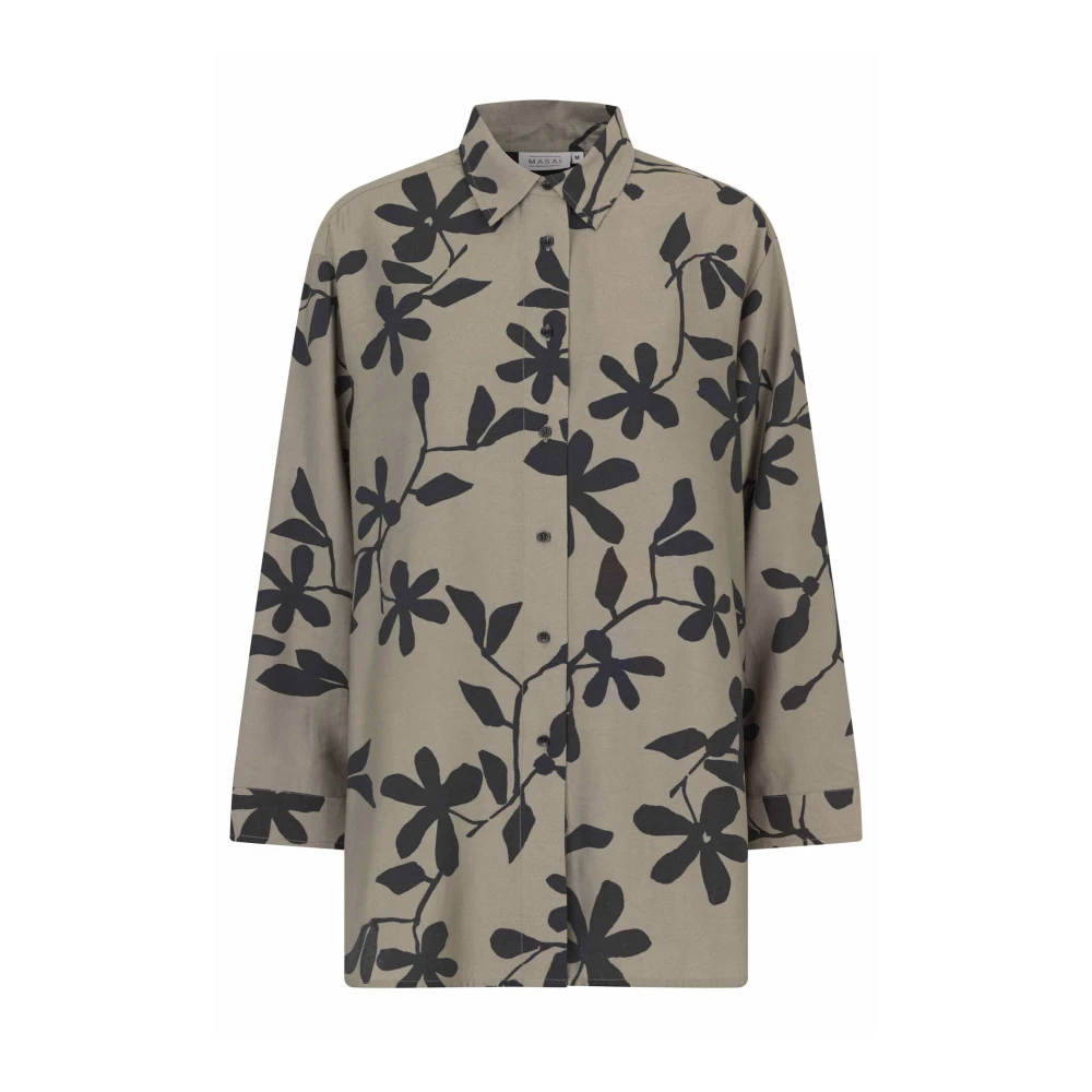 Masai Gedrukte Shirt Maidette Vetiver Beige Dames