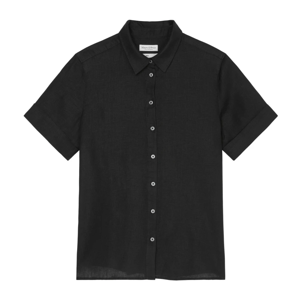 Marc O'Polo Reguliere korte linnen blouse Black Dames