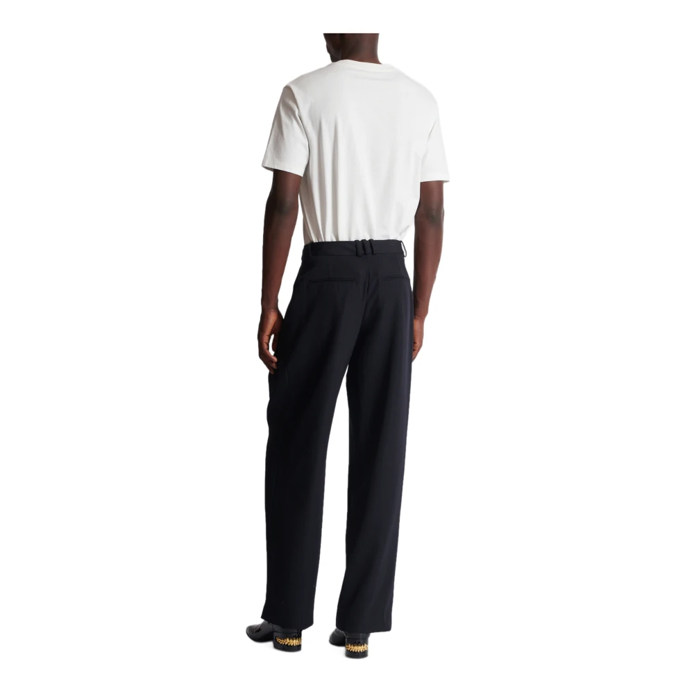 Balmain Pleated Grain de Poudre Broek Black Heren