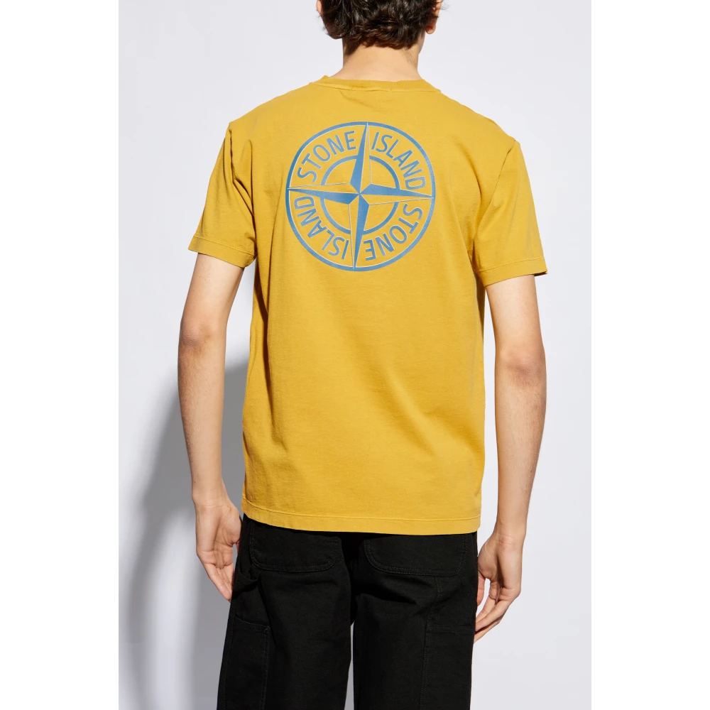 Stone Island T-shirt met logo Yellow Heren