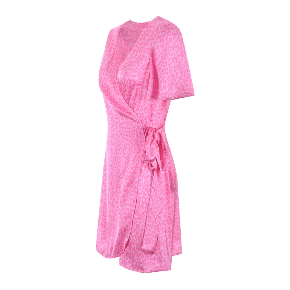 MC2 Saint Barth Luipaardprint Viscose Satijn Jurk Pink Dames