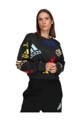 Essentials Sweatshirt med flerfärgad logga i crop-modell