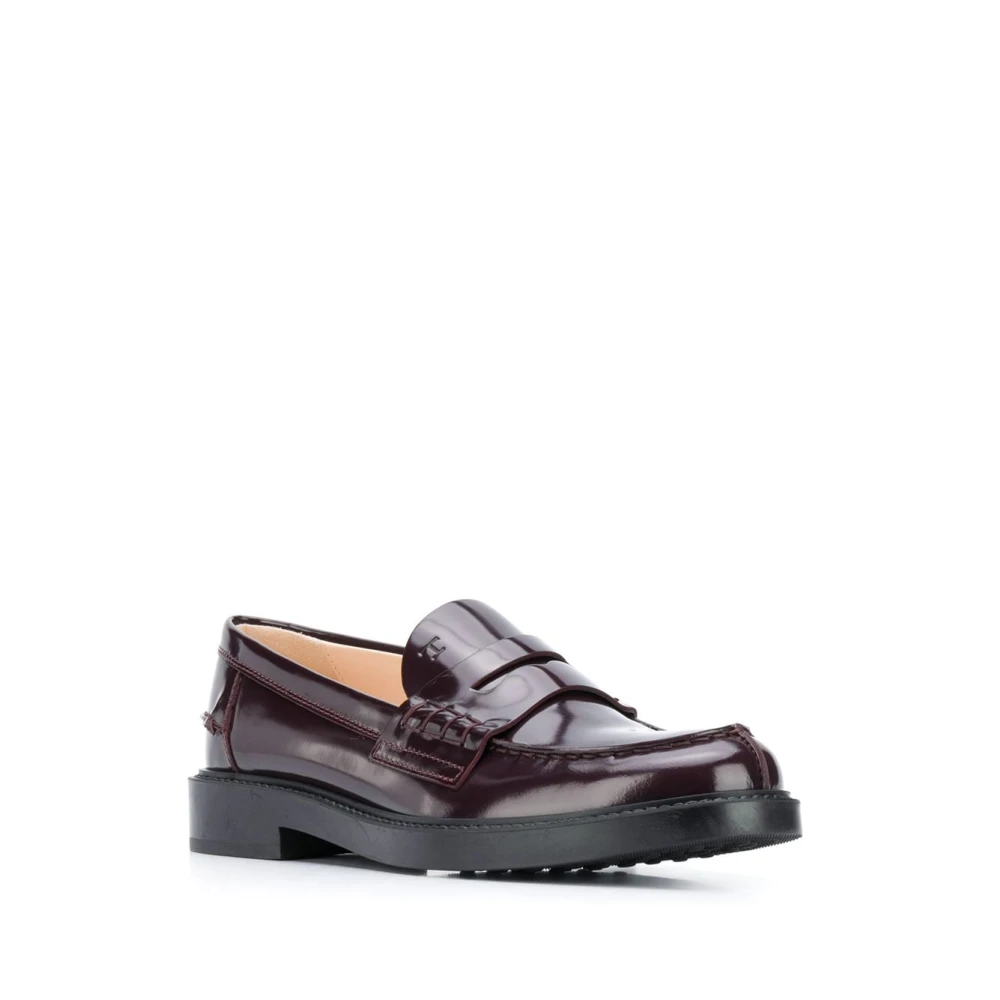 TOD'S Rode Leren Penny Loafers Red Dames