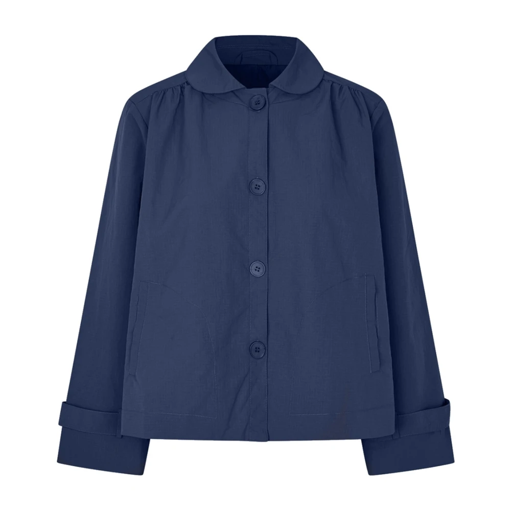 Lollys Laundry Elegante donkerblauwe jas met ronde kraag Blue Dames