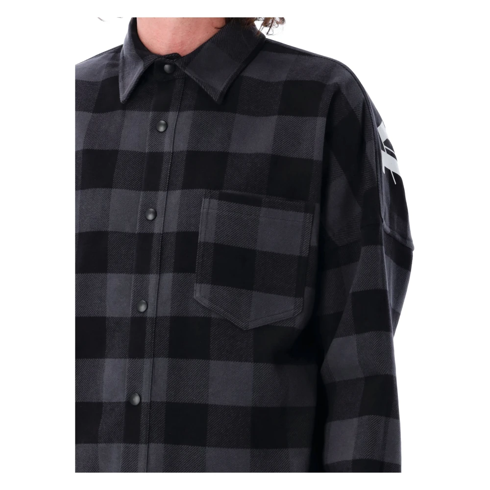 Palm Angels Klassieke Logo Overshirt Zwart Grijs Ruit Black Heren