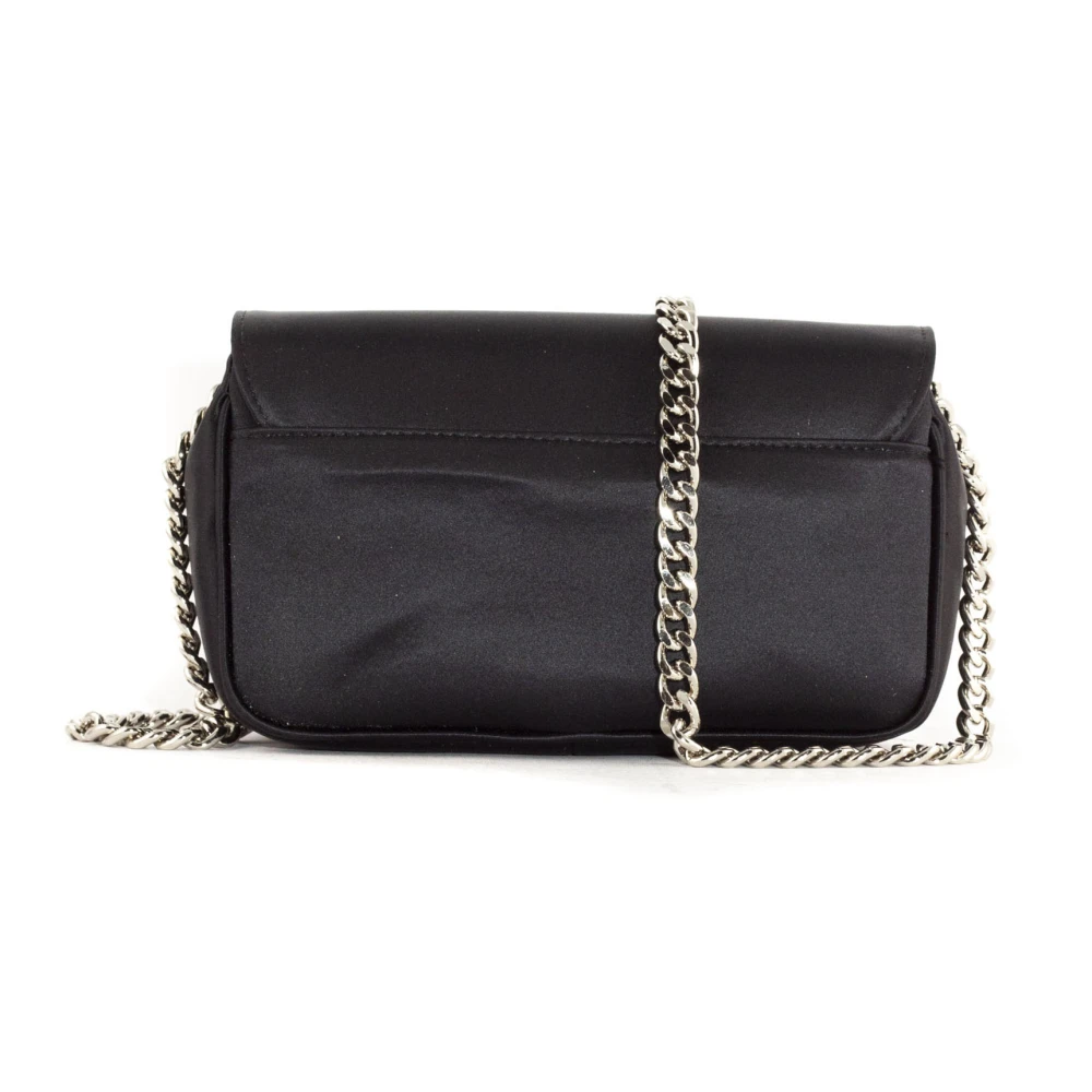 Roberto Festa Zwarte Satijnen Lunette Schoudertas Black Dames