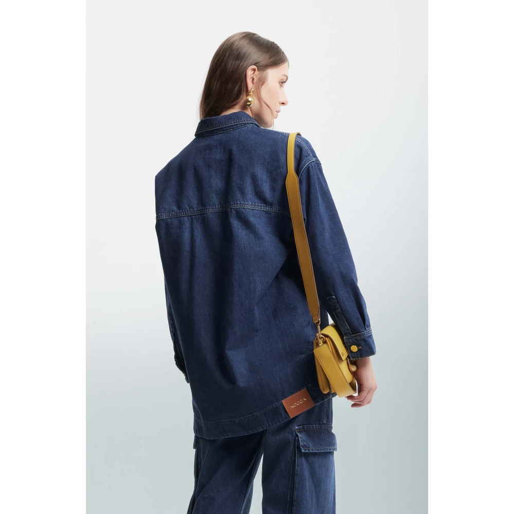 Kocca Denim-effect overhemd met glanzende knopen Blue Dames