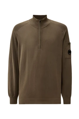 Cotton Crepe Half Zip Sweater