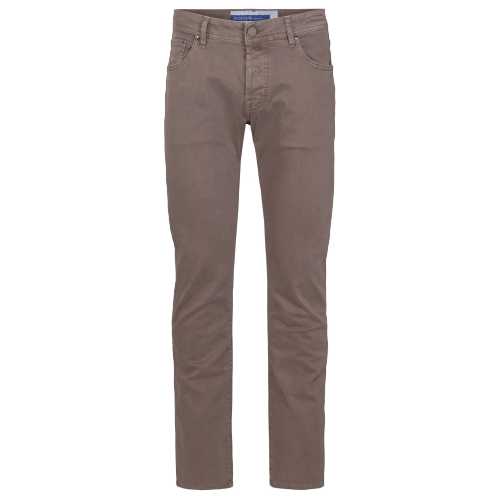 Jacob Cohën Slim Fit Lage Taille Broek met Borduurwerk Brown Heren