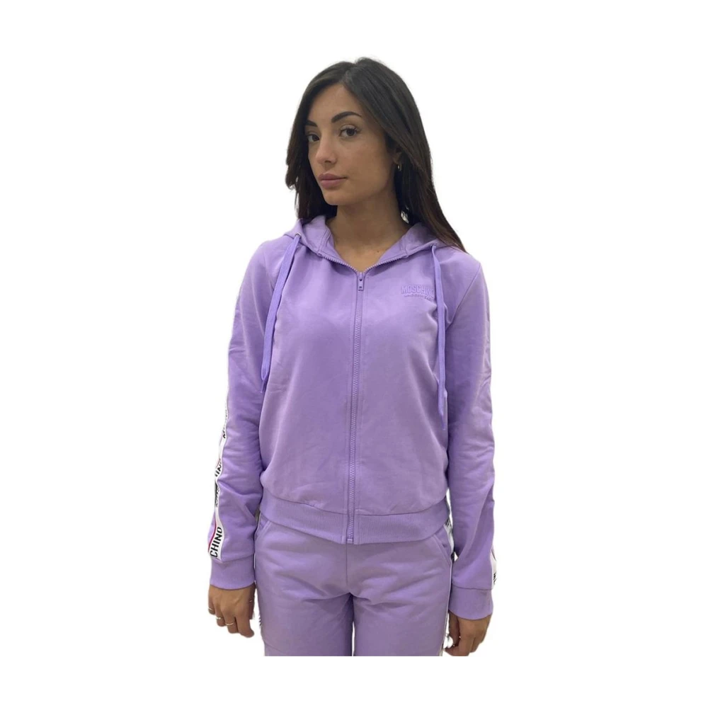 Moschino Zip-Through Sweatshirt Purple Dames