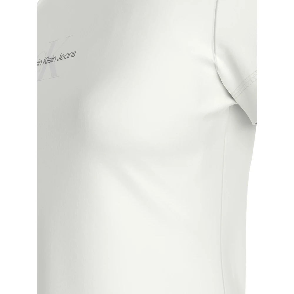 Calvin Klein Witte Katoenen T-shirt met Geborduurd Logo White Dames