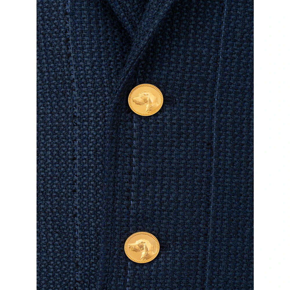 Thom Browne Blauwe Tweed Chesterfield Overjas Blue Heren