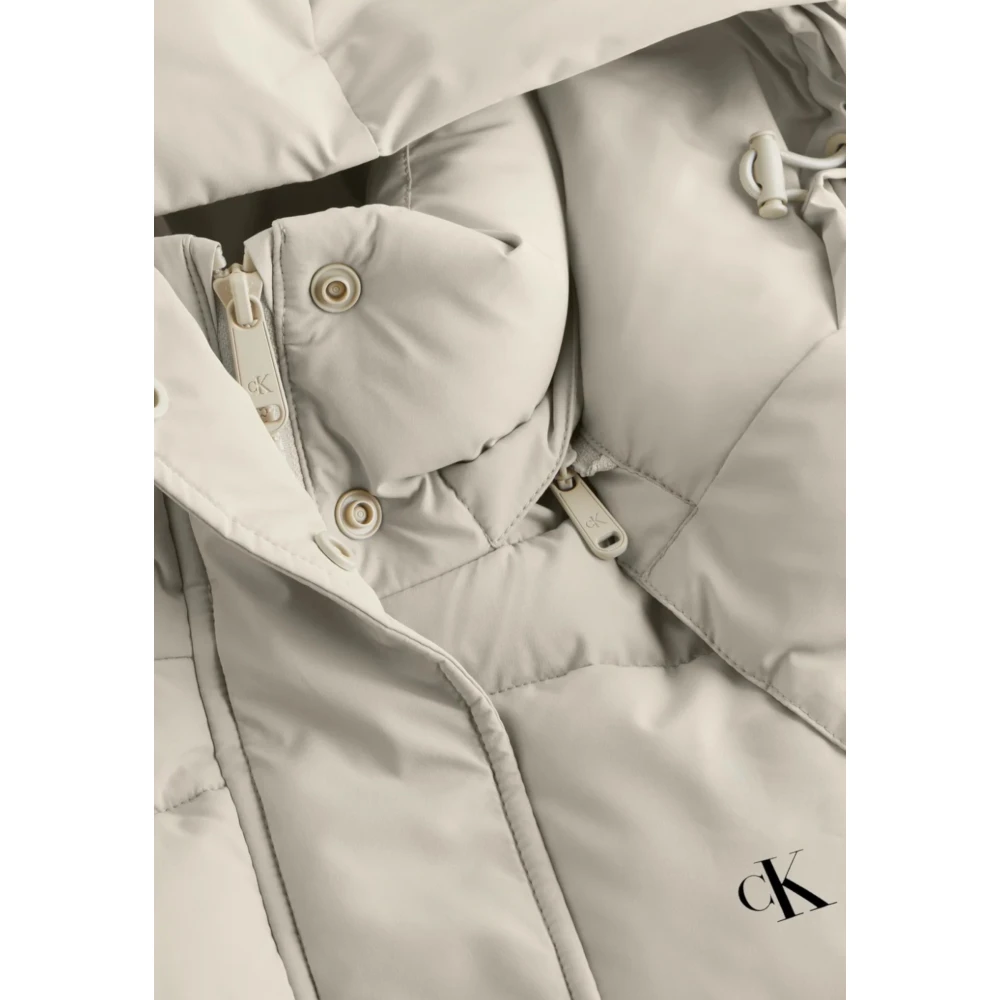 Calvin Klein Jeans Beige Coltrui Zip-Up Jack met Capuchon Beige Dames