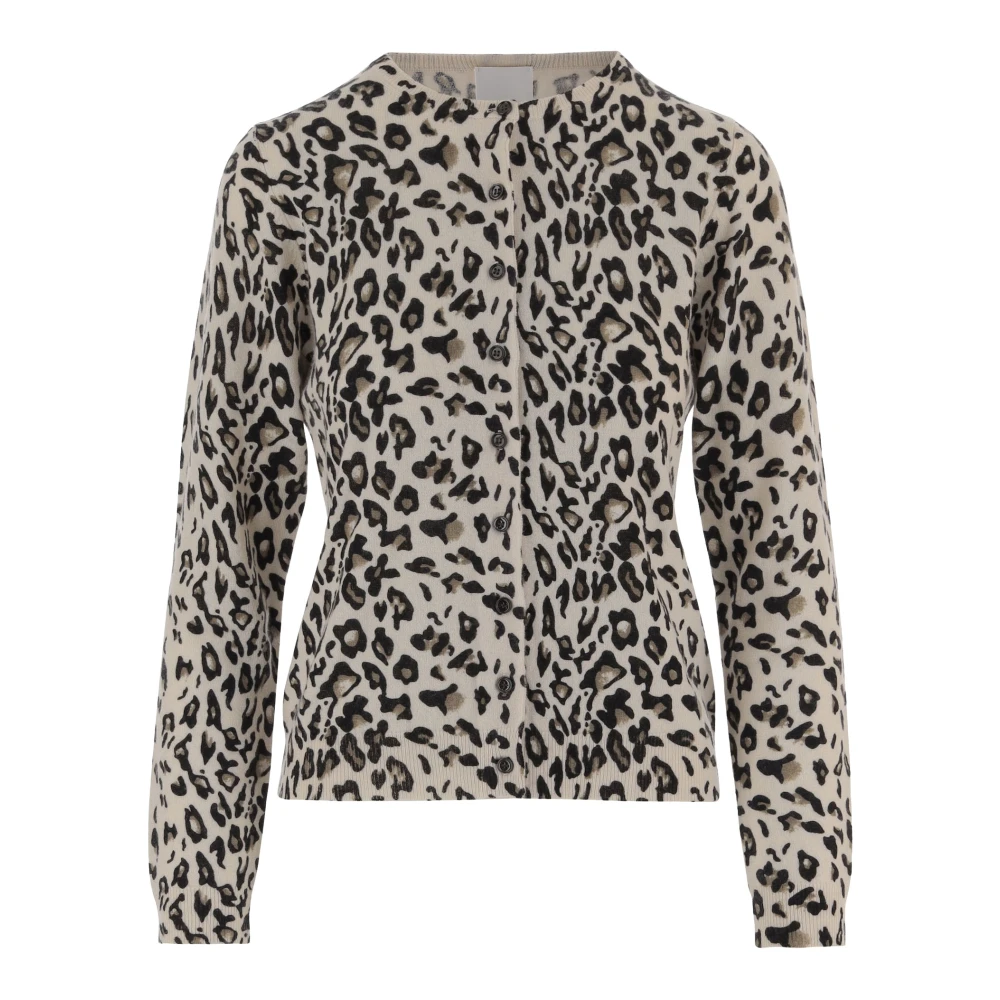 Allude Women's Leopard Print Wool Cashmere Cardigan