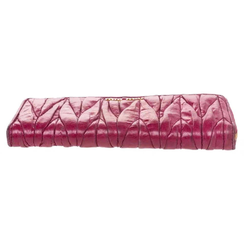 Miu Pre-owned Leather wallets Pink Dames