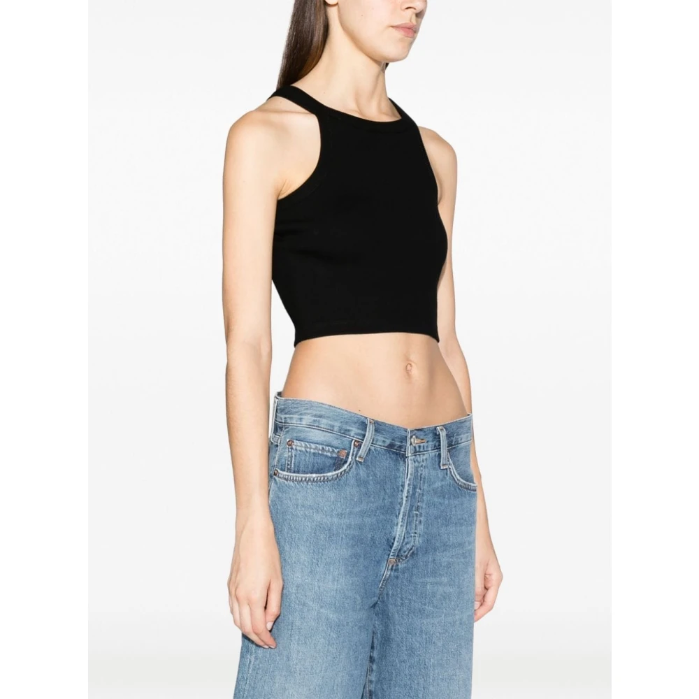 closed Sleeveless Tops Black Dames