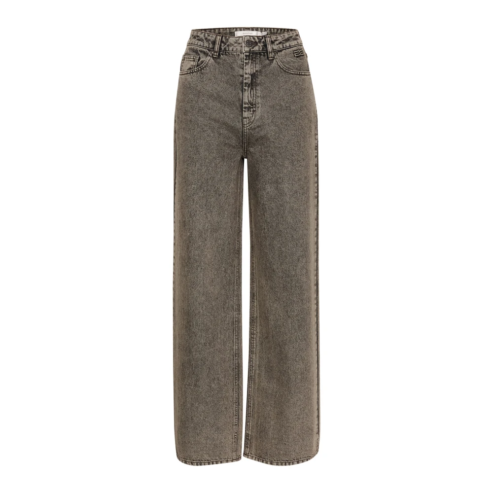 Gestuz Wijde Pijp Jeans Grijs Bruin Gewassen Gray Dames