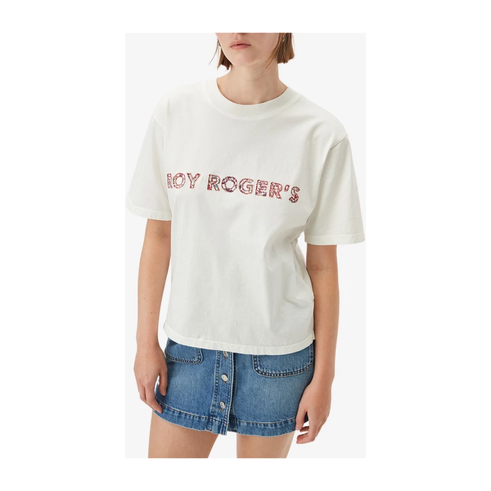 Roy Roger's Liberty Flower Geborduurd T-shirt White Dames