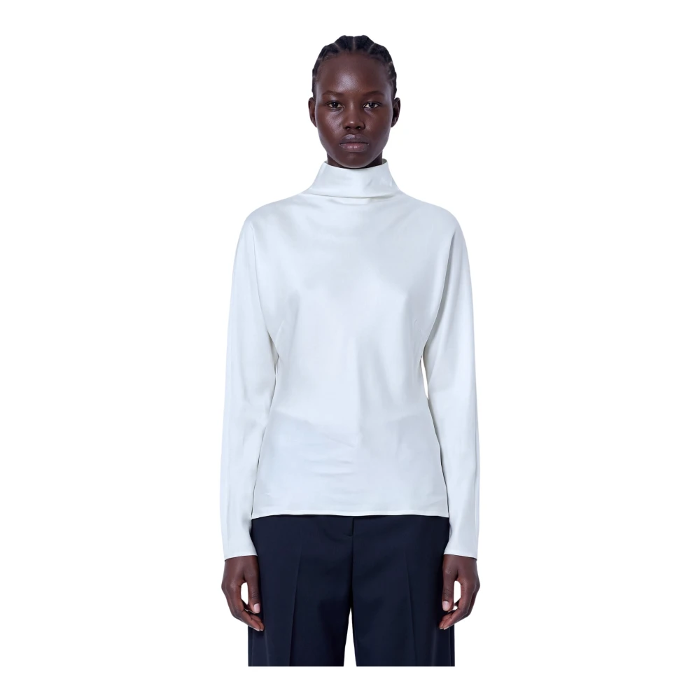 Róhe Minimal Waisted Top - Female - Long Sleeve T-Shirts - White - S - Tops