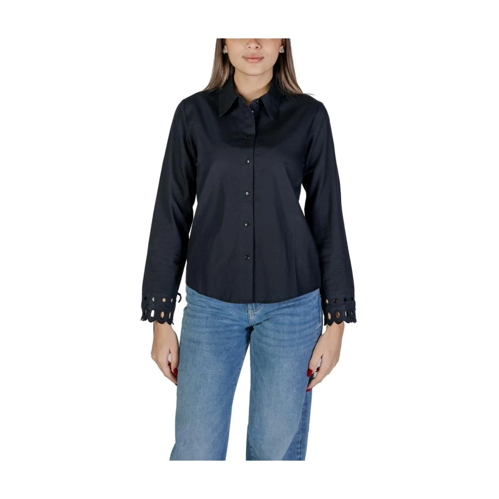 Jacqueline De Yong Women's Black Eyelet Cuff Shirt