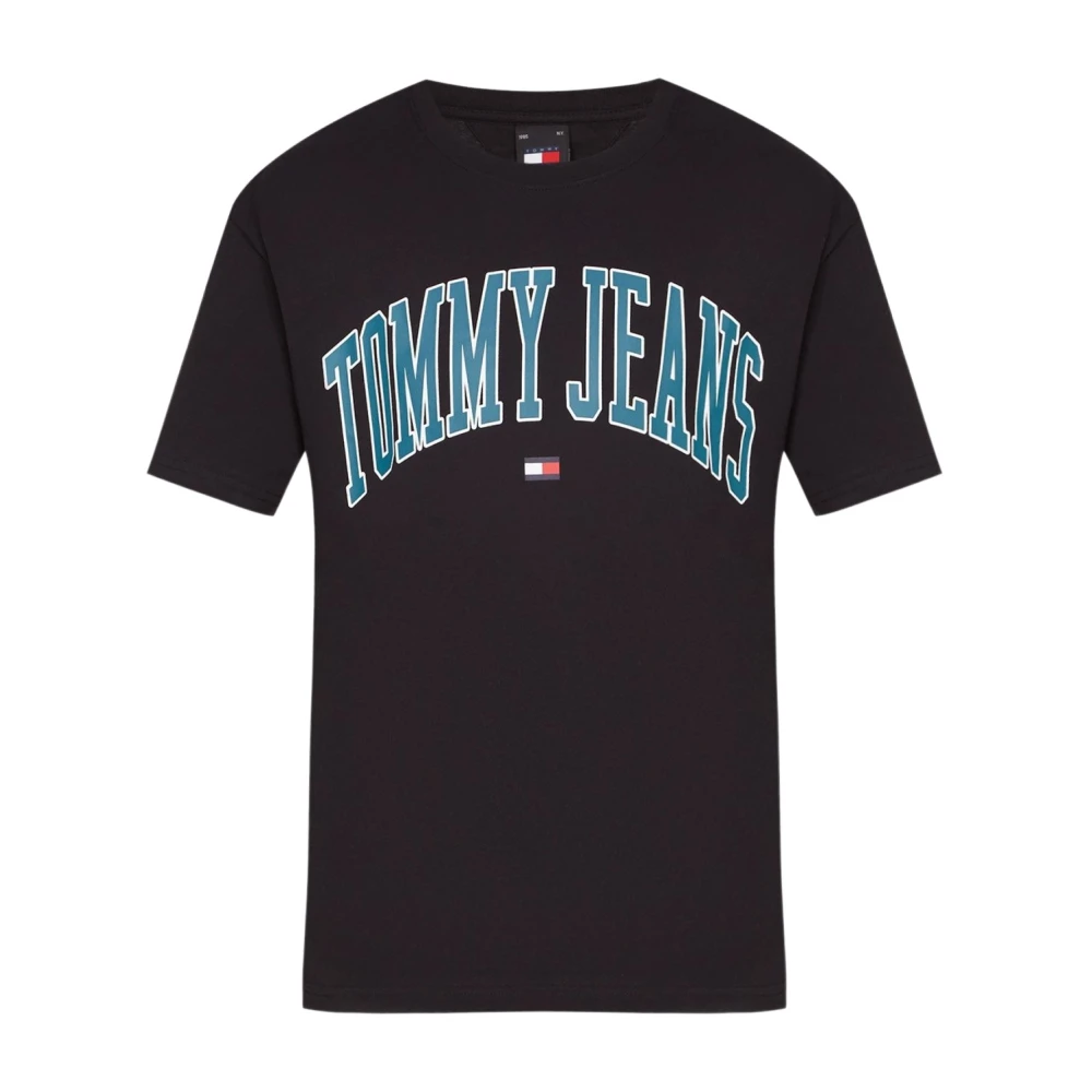 Tommy Jeans Zwart Logo Print Katoenen T-Shirt Black Heren