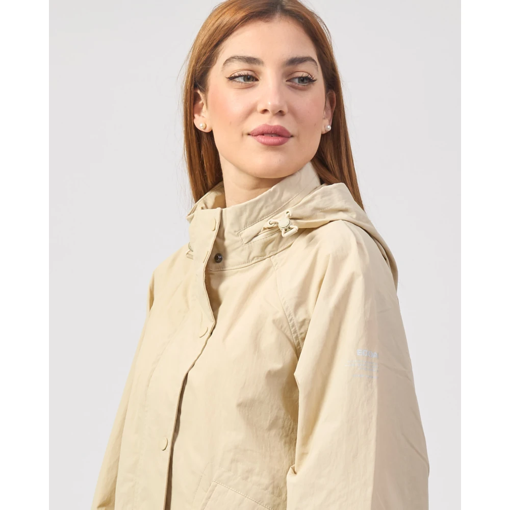 Ecoalf Beige Lente Hoodie met Knopen Beige Dames