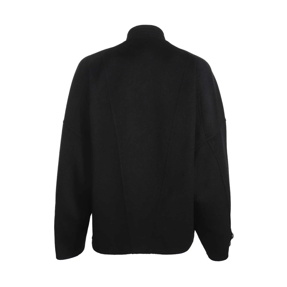EMILIO PUCCI Zijden Wollen Jas met Ruches Black Dames