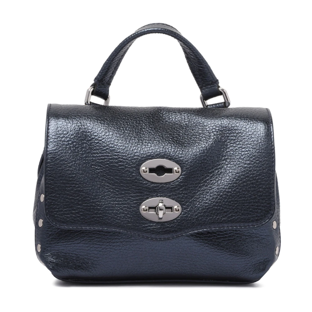 Zanellato Blauwe Postina-tas met zilveren rand Blue Dames