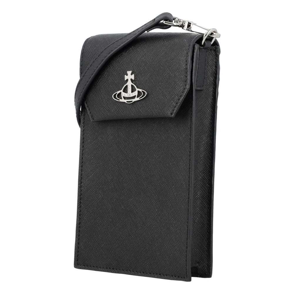 Vivienne Westwood Zwarte leren telefoontas met Orb-embleem Black Dames