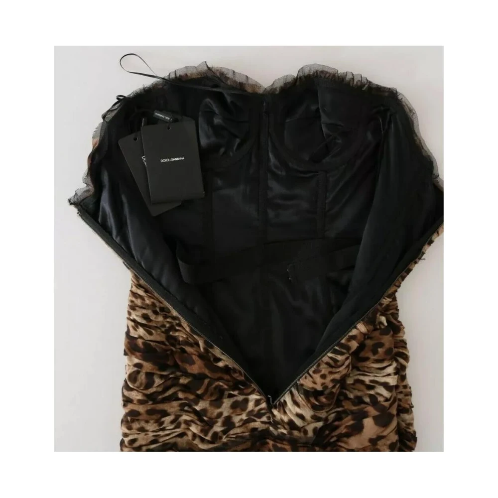 Dolce & Gabbana Luipaardprint Zijden Chiffon Maxi Jurk Brown Dames