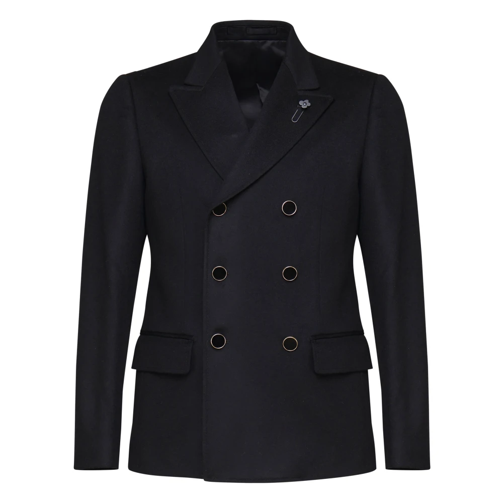 Lardini Zwarte Attitude Double-Breasted Jas Black Heren