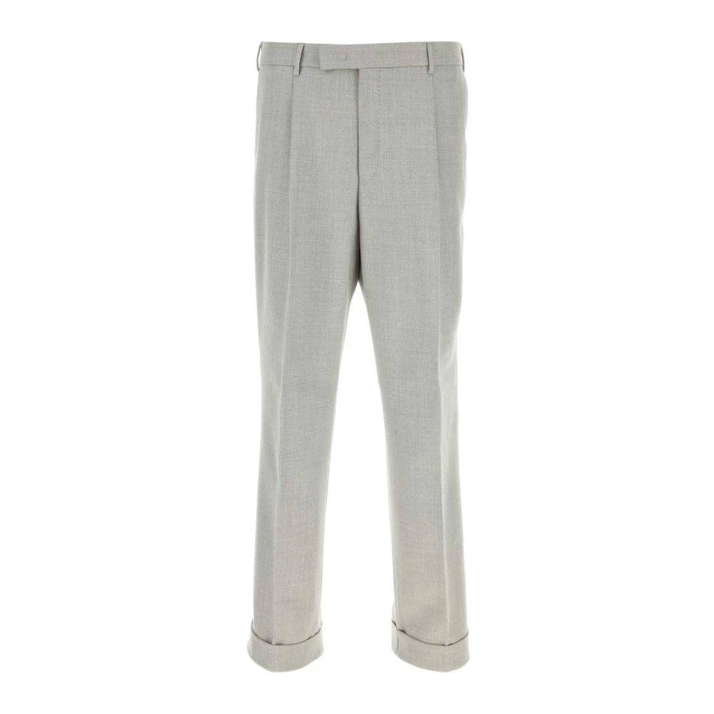 PT Torino Grijze wollen melange broek Gray Heren
