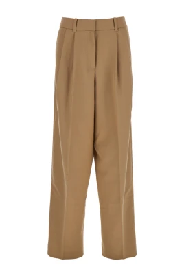 Beige Skräddade Ullbyxor Kvinna