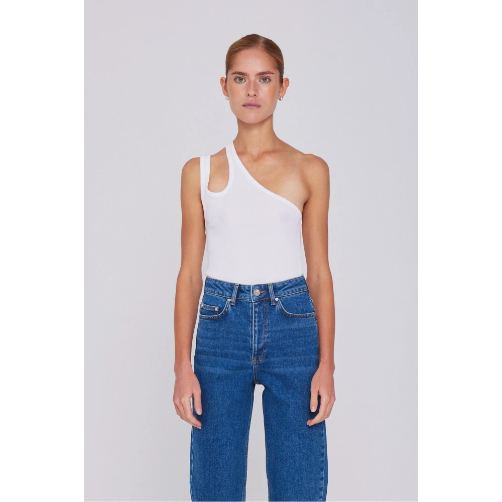Remain Birger Christensen Asymmetrische Katoenen Top White Dames