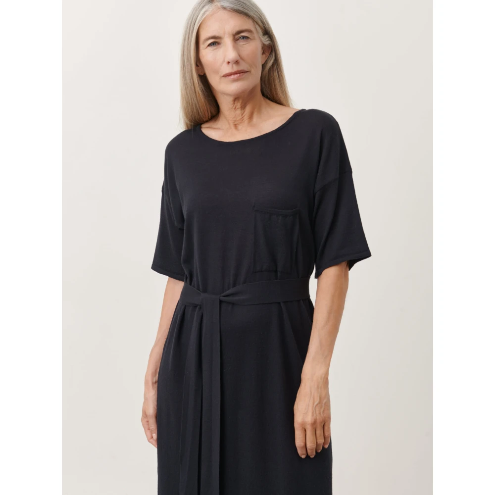 Jane Lushka Lang Gebreide Zwarte Jurk Black Dames