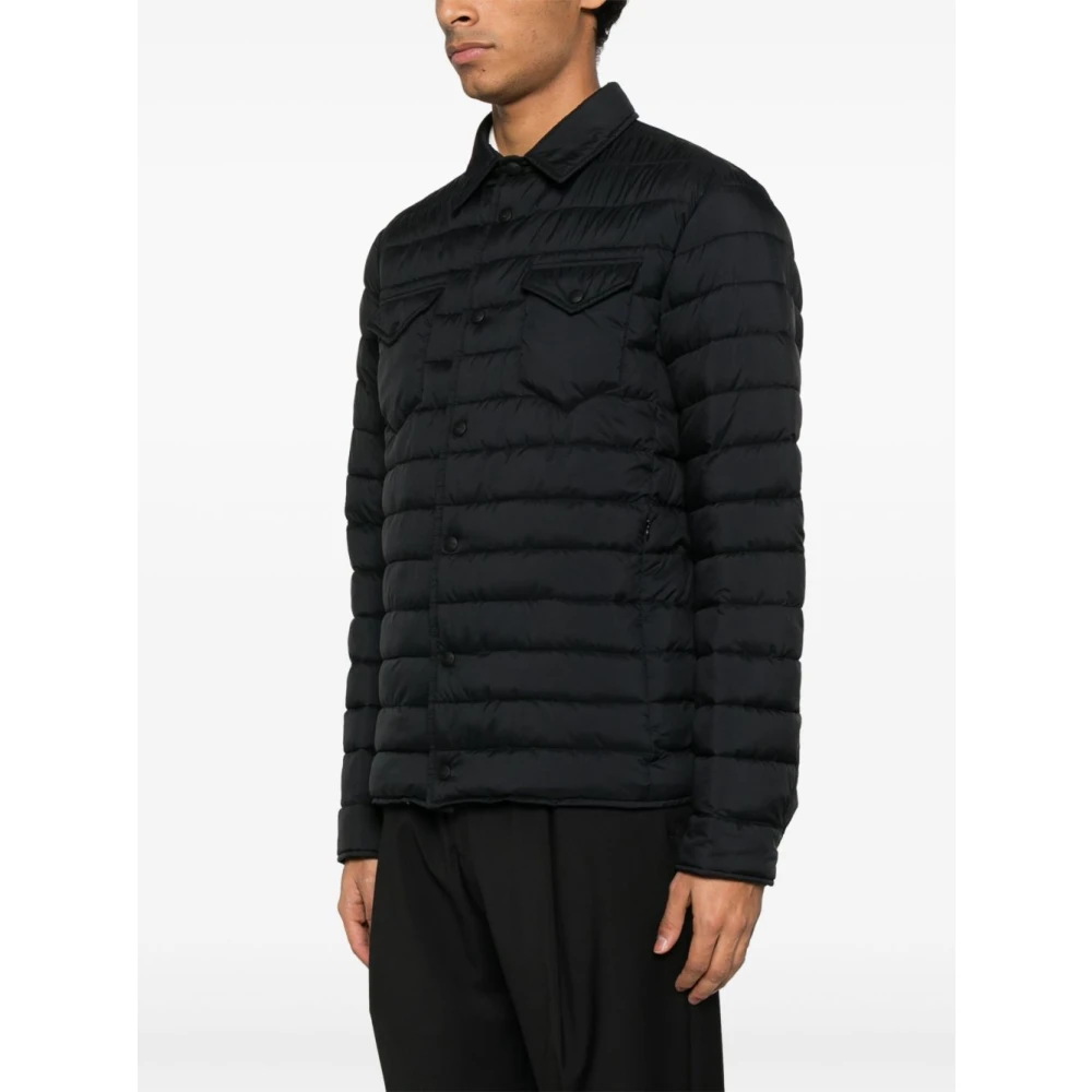 Herno Zwart overhemd met drukknopen en zakken Black Heren