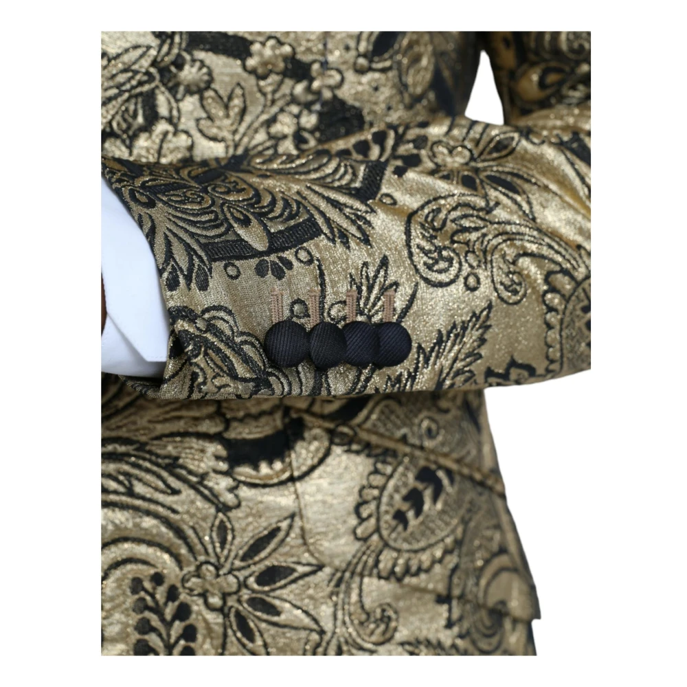 Dolce & Gabbana Gouden Jacquard Blazer Slim Fit Multicolor Heren