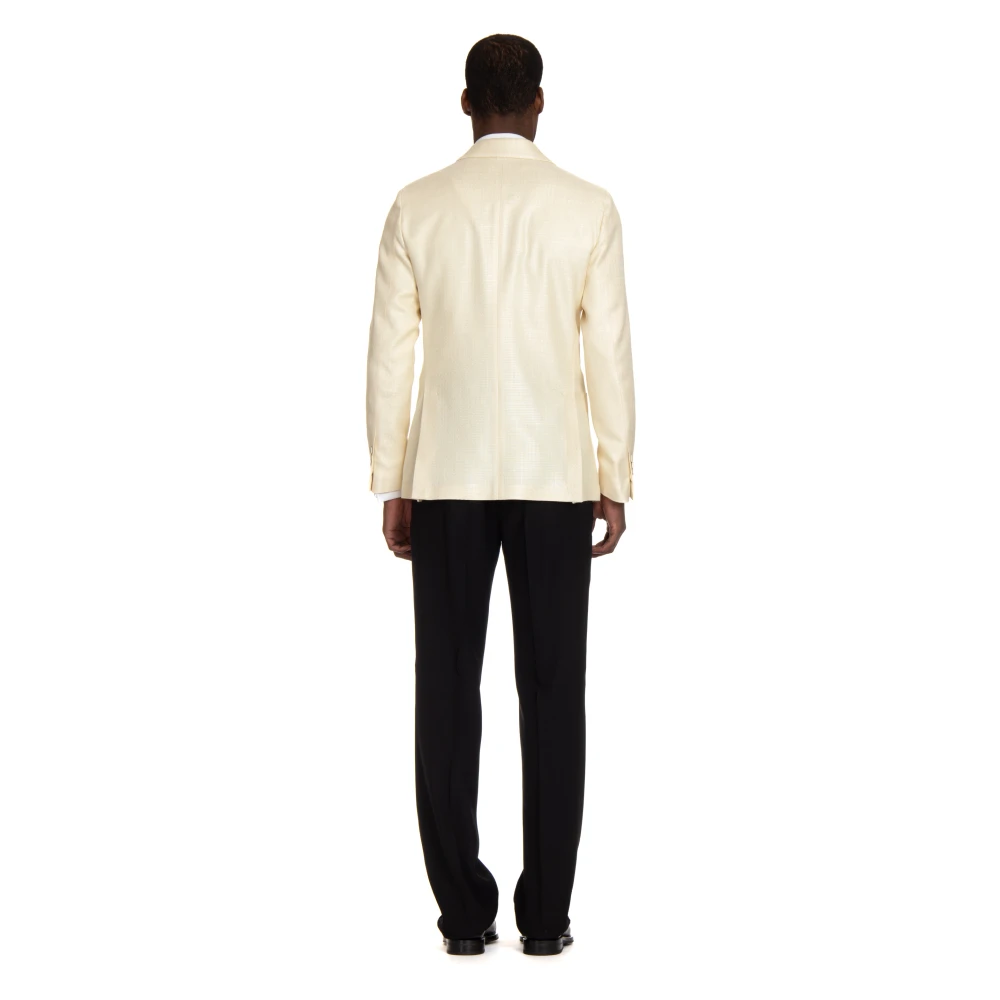 Lardini Crème Jas Twee Knopen Lancia Revers Beige Heren