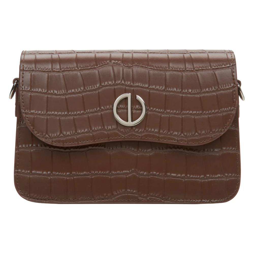 Estro Dames Kleine Bruine Leren Tas met Reliëf Er00115767 Brown Dames