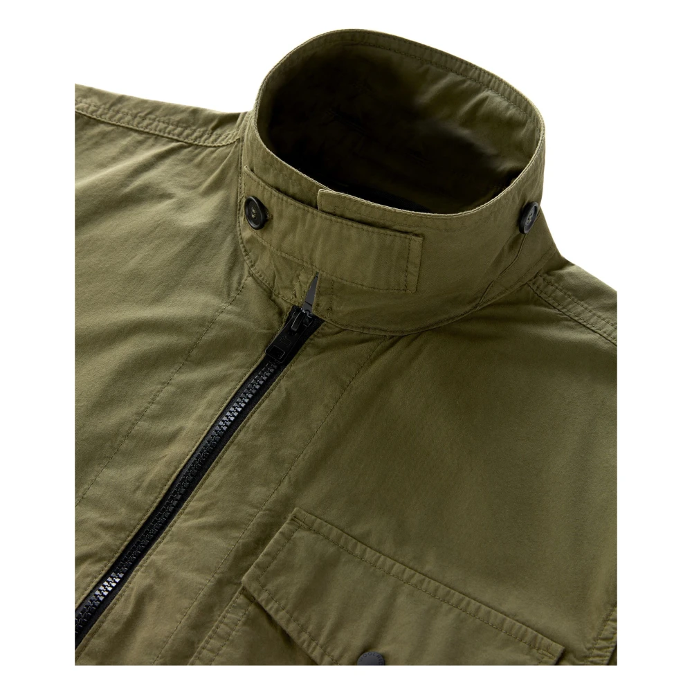 Woolrich Olijf Gabardine Overshirt Green Heren