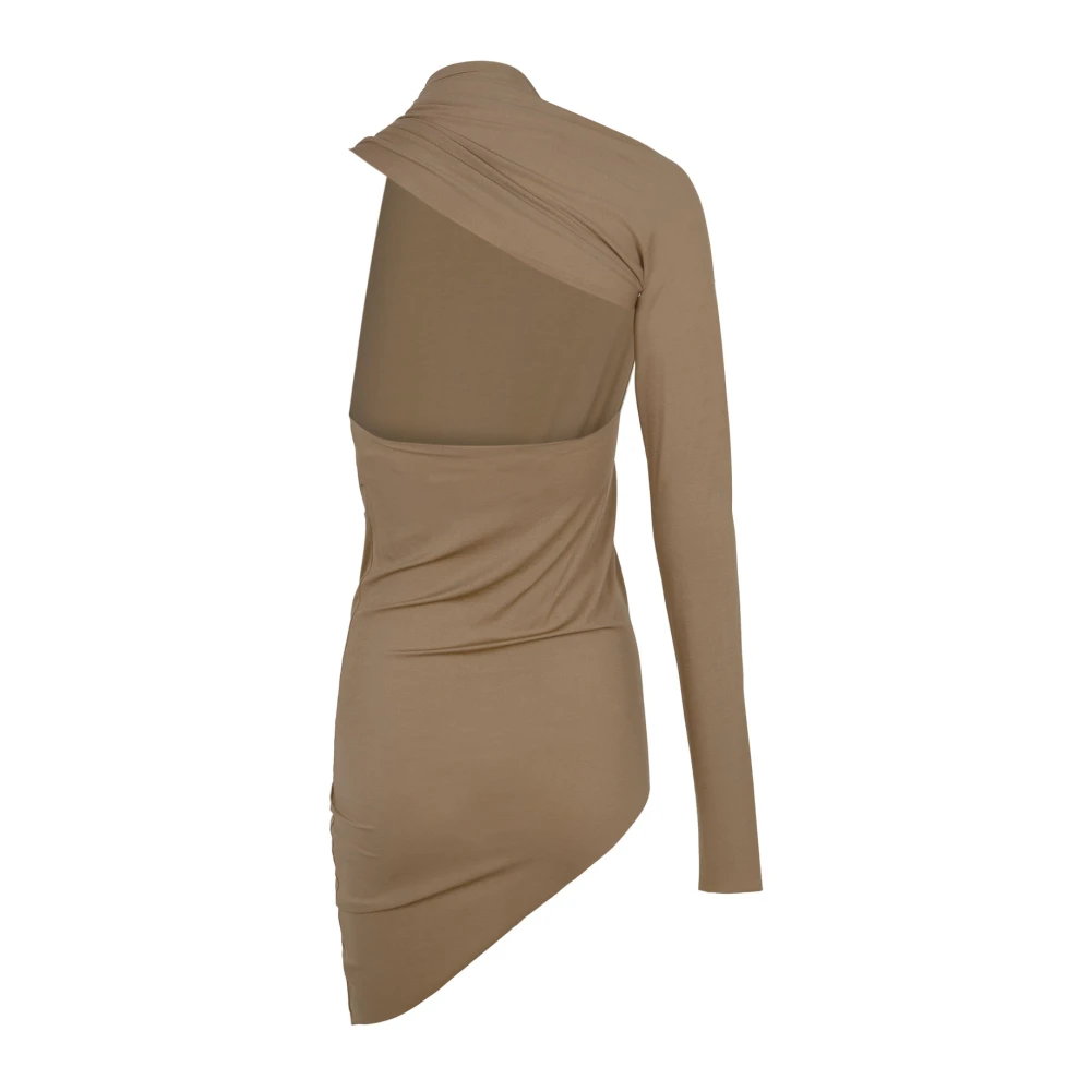 Cortana Asymmetrische Cupro Stretch Top Cacao Brown Dames