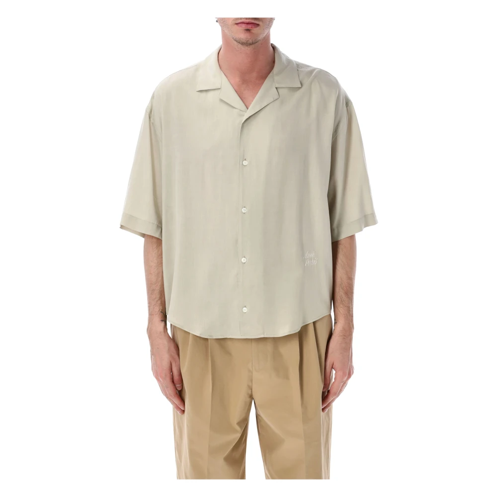 Ami Paris Men's Beige Short Sleeve Shirts, Xl, Silk S/S Shirt