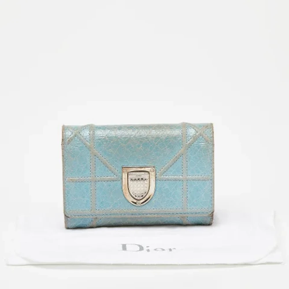 Dior Vintage Pre-owned Leather wallets Blue Dames