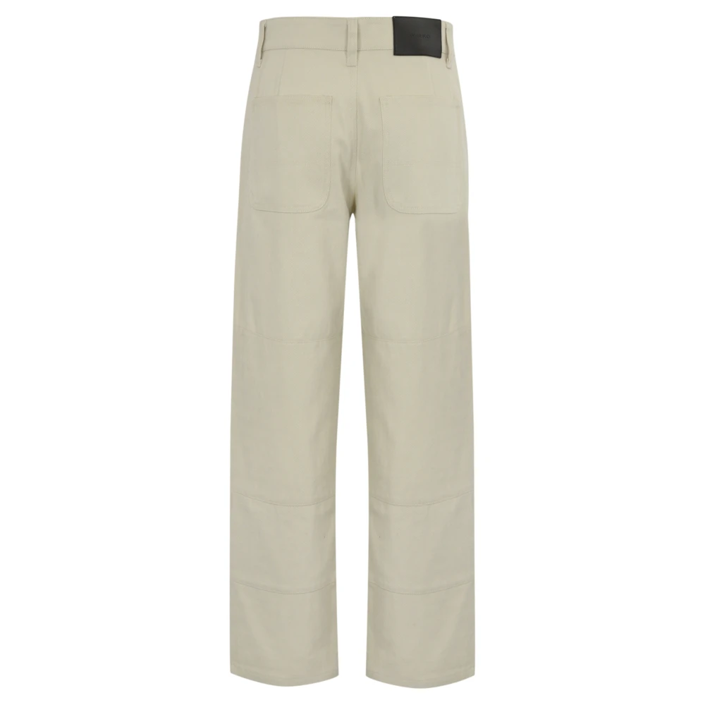 pinko Beige Katoenen Lage Taille Broek Beige Dames