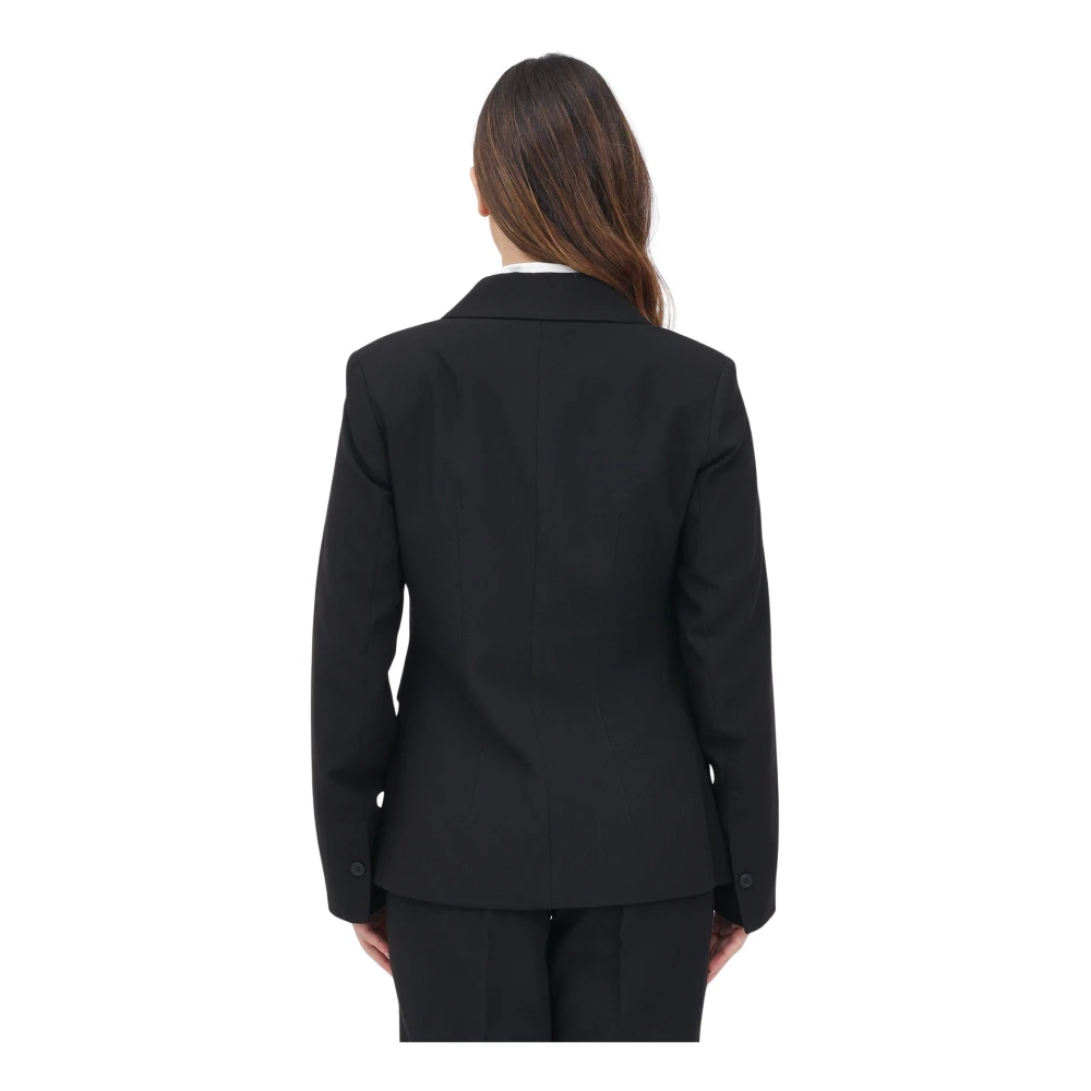 Only Gestructureerde Zwarte Jas Slim Fit Black Dames