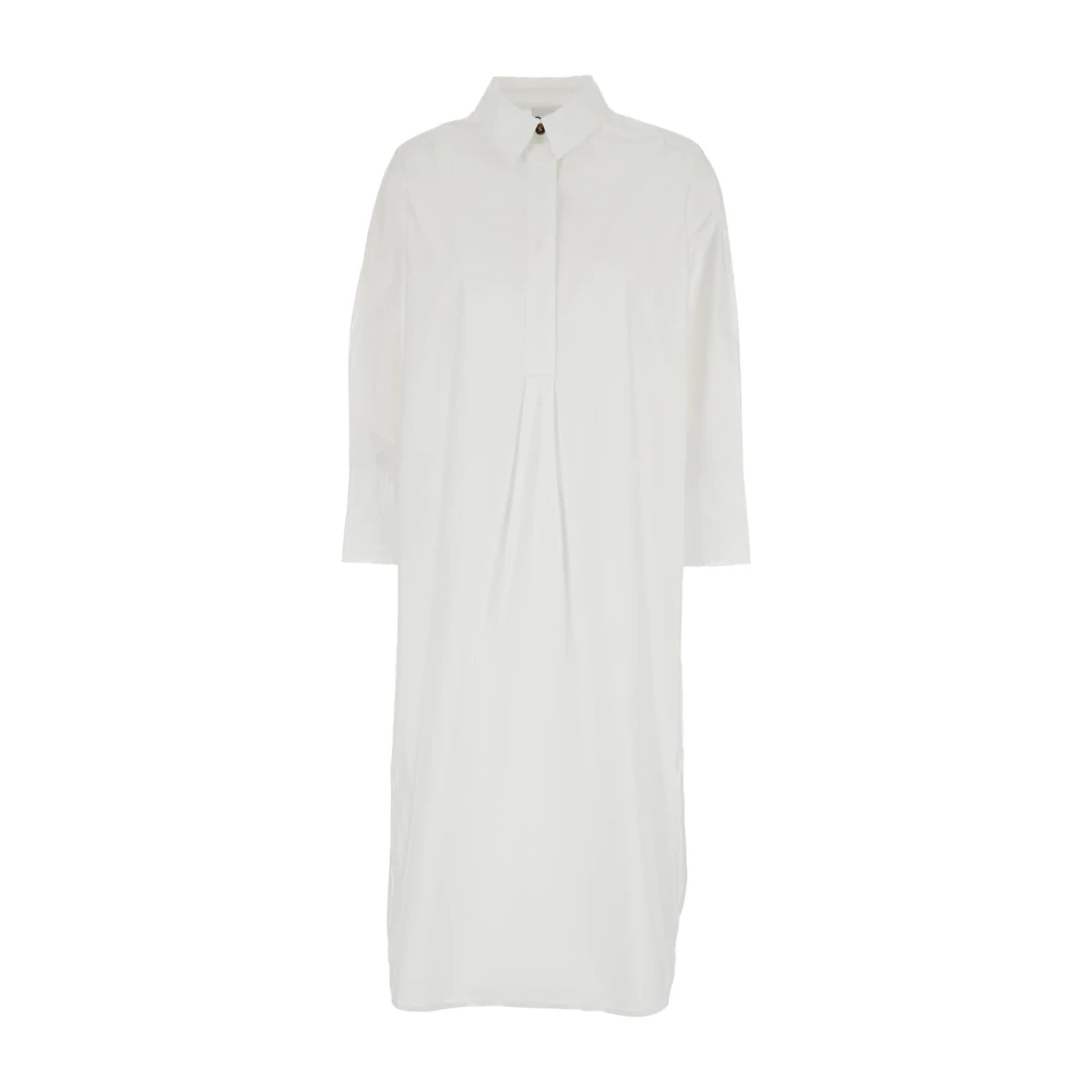 Ganni Witte Katoenen Poplin Oversized Overhemdjurk White Dames