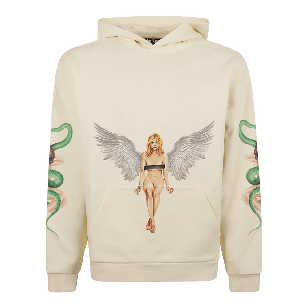 Palm Angels Pin Up Hoody in Ivoor Zwart Beige Heren