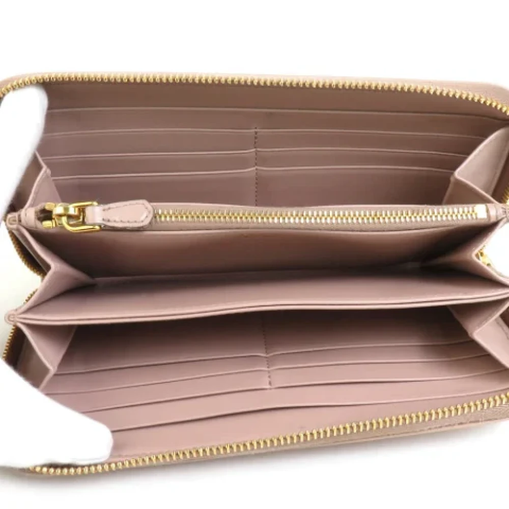 Prada Vintage Pre-owned Leather wallets Beige Dames