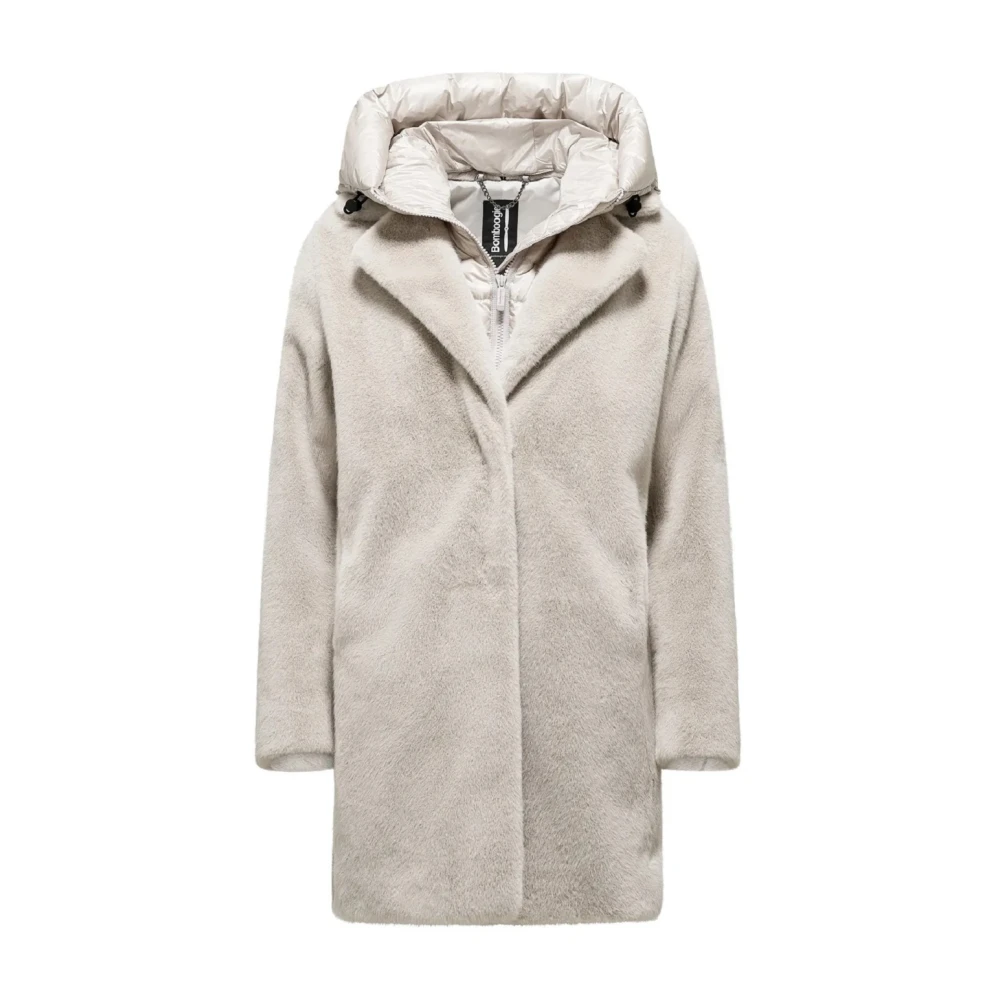 BomBoogie Lapin Effect Faux Fur Coat Gray Dames