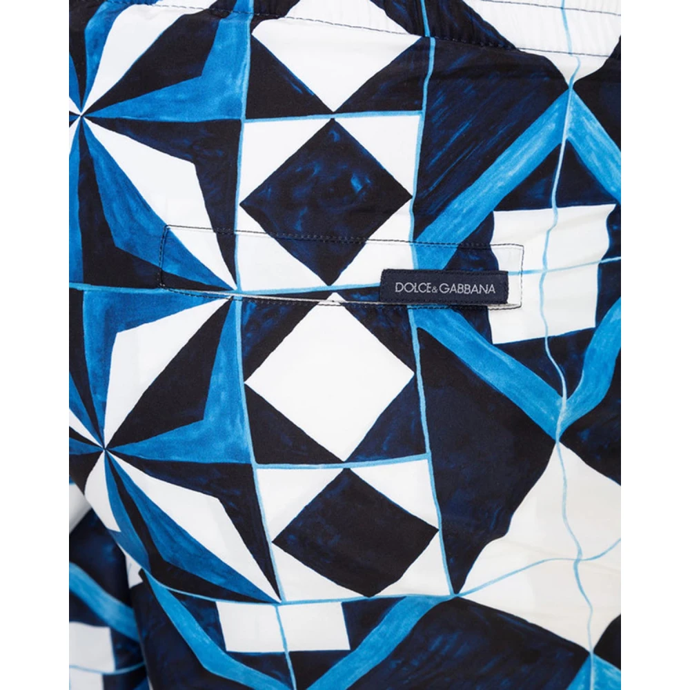 Dolce & Gabbana Zwemshorts met Bozer Print Blue Heren